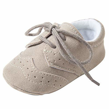 Picture of Enteer Baby Boys Girls Shoes Prewalker PU Sneakers First Walker Shoes Newborn Crib Shoes Grey US 5