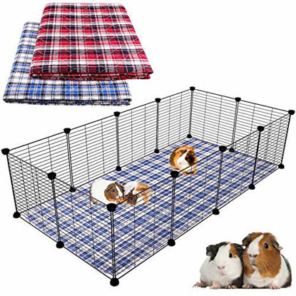 Picture of Blaoicni 2 Pack Guinea Pig Bedding Guinea Pig Cage Liners Washable Pee Pads with Fast Absorbent Waterproof Reusable Non-Slip 24"x 47"