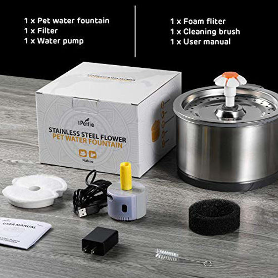 GetUSCart iPettie Cat Water Fountain Stainless Steel, 84oz/2.5L, 4