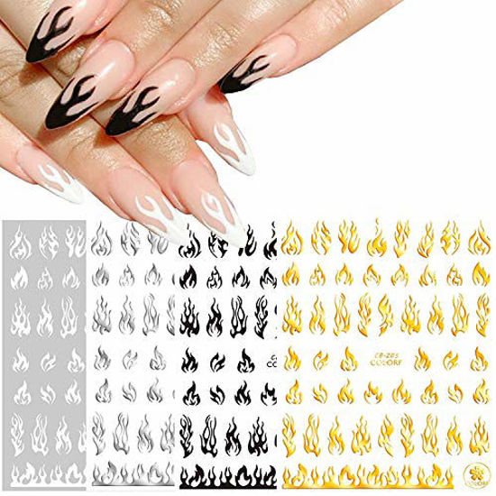 Flame Nail Art Stickers Decals 3D Self-Adhesive Butterfly Fire Flame Nail  Art Stickers for DIY Acrylic Nails Self Adhesive Nail Designs Nail Supplies  , Nail Decoration for Woman Girls Manicure Tips :