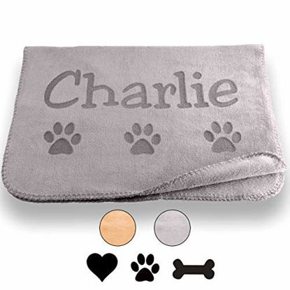 Picture of Custom Catch Personalized Dog Blanket - Gray or Beige - Small