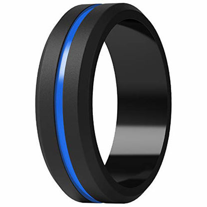 Picture of ThunderFit Silicone Wedding Ring for Men - 1 Ring (Blue Black, 12.5 - 13 (22.2mm))
