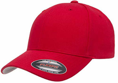 Picture of Flexfit unisex adult Cotton Twill Fitted Cap Hat, Red, Large-X-Large US