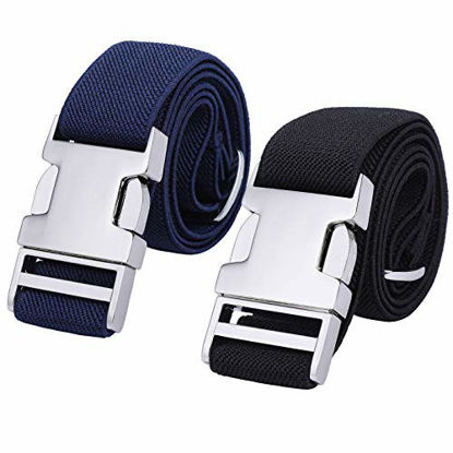 Picture of 2PCS Children Boys Zinc Alloy Belts - Easy Clasp Adjustable Buckle Belt for Toddlers Boys Girls (Navy Blue/Black)