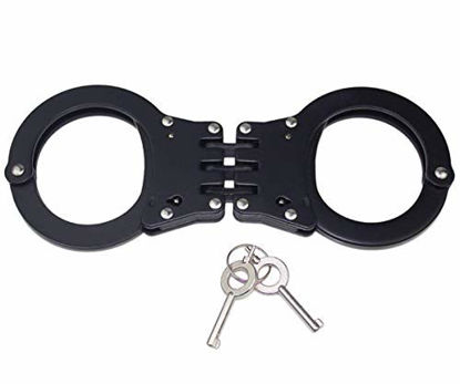 Picture of Yoghourds Heavy Duty Hinged Double Lock, Adjustable Heavy Duty Steel Wrist Cuffs in Police Edition Professional Grade, Black