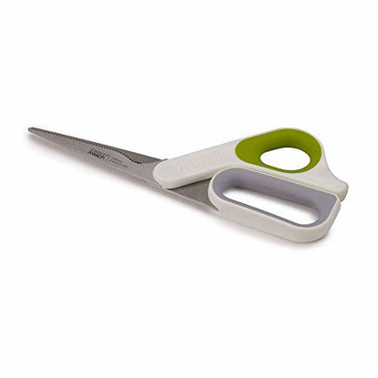 Picture of Joseph Joseph 10302 PowerGrip Kitchen Shears Scissors with Thumb Grip and Herb Stripper Separates for Cleaning Japanese Stainless-Steel, White/Green