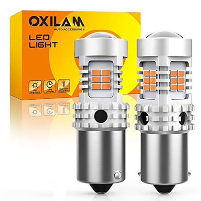 Picture of OXILAM 7507 PY21W BAU15S LED Bulbs Amber Yellow 2800LM for Turn Signal Lights with Build-in Load Resistor CANBUS Error Free 2641A 12496 7507AST Bulb Replacement (2PCS)