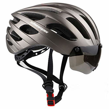 Picture of Shinmax Bike Helmet with USB Rechargeable Light & Detachable Magnetic Goggles UV Protective & Carry Bag Reflective Bicycle Helmet Men Women Mountain Road Adjustable Adult Cycling Helmet (WT-049)