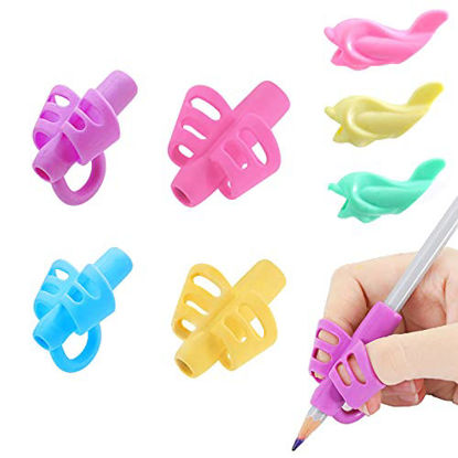 Picture of Pencil Grips, Wiisdatek Ergonomic Training Children Pencil Holder Pen Writing Aid Grip Posture Correction Tool for Kids Children Toddlers for Lefties or Righties