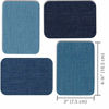 Picture of ZEFFFKA Premium Quality Denim Iron-on Jean Patches Inside & Outside Strongest Glue 100% Cotton Assorted Shades of Blue Repair Decorating Kit 12 Pieces Size 3" by 4-1/4" (7.5 cm x 10.5 cm)