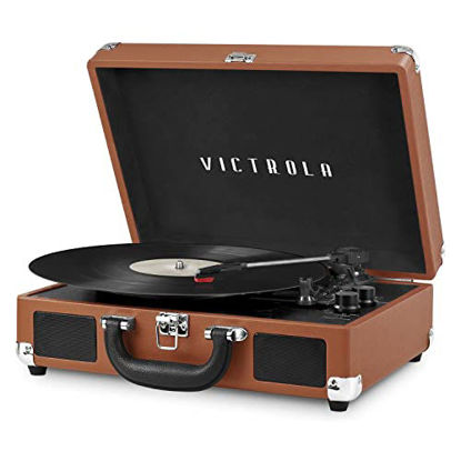Picture of Victrola Vintage 3-Speed Bluetooth Portable Suitcase Record Player with Built-in Speakers | Upgraded Turntable Audio Sound| Includes Extra Stylus | Cognac (VSC-550BT-CG)