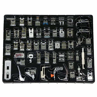 Picture of eoocvt 52pcs Domestic Sewing Machine Presser Feet Set for Brother, Babylock, Singer, Janome, Elna, Toyota, New Home, Simplicity, Necchi, Kenmore, and White Low Shank Sewing Machines