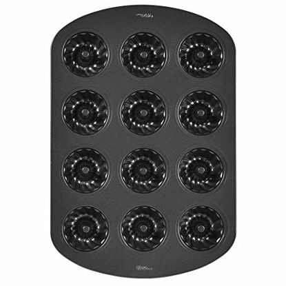 Picture of Wilton Non-Stick Mini Fluted Tube Pan, 12-Cavity, Steel, Multi-Cavity Mini Cake Pan, Black