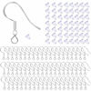 Picture of 100 PCS/50 Pairs 925 Sterling Silver Earring Hooks Fish Hook Ear Wires French Wire Hooks Hypo-allergenic Jewelry Findings Earring Parts DIY Making With 100 PCS Clear Rubber Earring Safety Backs