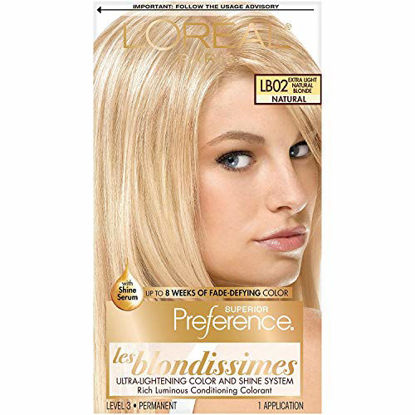 Picture of L'Oreal Paris Superior Preference Fade-Defying + Shine Permanent Hair Color, LB02 Extra Light Natural Blonde, Pack of 1, Hair Dye
