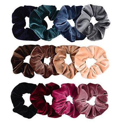 Picture of Whaline 12 Pack Hair Scrunchies Premium Velvet Scrunchy Elastic Hair Bands for Girls, Women Hair Accessories (12 Colors)