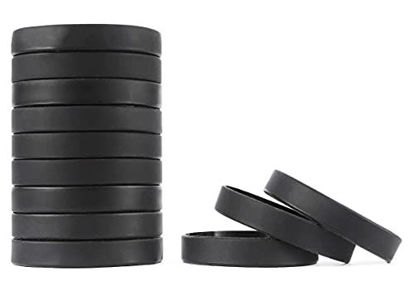 Picture of 12Pcs Silicone Wristband Bracelet Blank Sports Wristbands Rubber Personalized Custom Wrist Bracelets (Black)