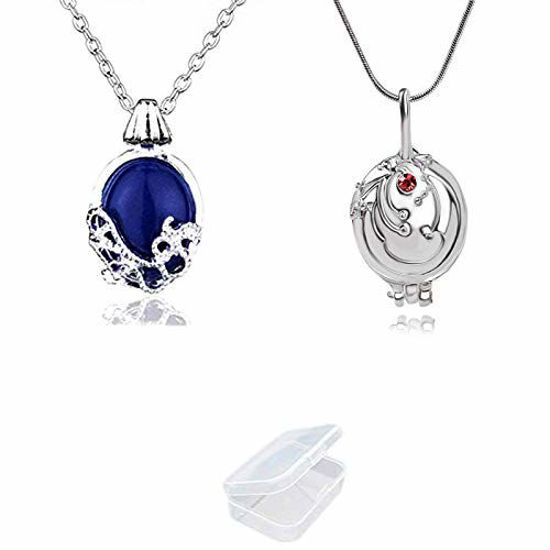 GetUSCart- UoYu 2 Pcs The Vampire Diaries Elena Gilbert Opening Vervain  Locket Pendant Necklace and Daywalking Katherine Necklace Pendant Charm  Necklace-Royal Blue with Transparent Box