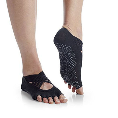 Picture of Gaiam Grippy Studio Yoga Socks for Extra Grip in Standard or Hot Yoga, Barre, Pilates, Ballet or at Home for Added Balance and Stability, Black, Small-Medium