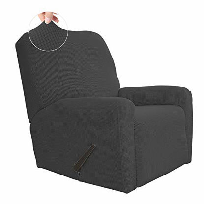 Picture of Easy-Going Recliner Stretch Sofa Slipcover Sofa Cover 4-Pieces Furniture Protector Couch Soft with Elastic Bottom Spandex Jacquard ( Recliner,Dark Gray)