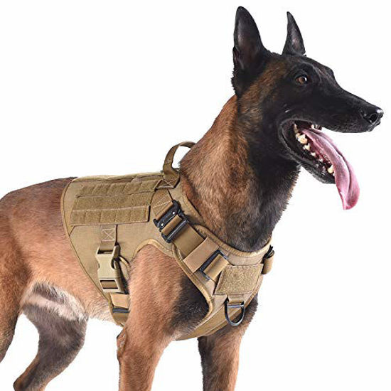 Large Size 2X Metal Buckle,Working Dog MOLLE Vest with Handle,No Pulling Front Leash Clip,Hook and Loop Panel ICEFANG Tactical Dog Harness