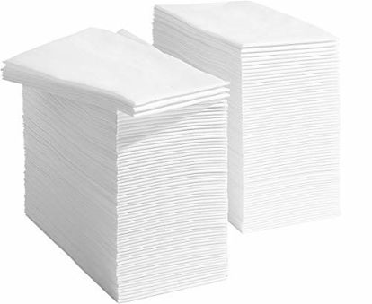 Picture of 200 Linen Feel Disposable Hand Towels - White | Disposable Guest Towels | Paper Hand Towels | Wedding Napkins | Paper Napkins | Disposable Napkins for Guest Bathroom, Parties, Weddings, Dinners or Events