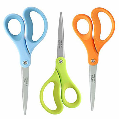 Picture of LIVINGO Scissors, 8" Scissors All Purpose 3-Pack, Titanium Ultra Sharp Scissors for Office Home School Sewing Fabric Craft Supplies, Professional Stainless Steel Blades Shears, Comfort Soft Grip