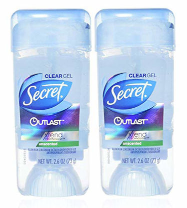 Picture of Secret Outlast Outlast XTEND Clear Gel Antiperspirant & Deodorant, Unscented, 2.6 Oz (2 Pack)