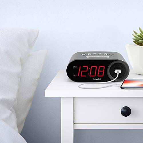 GetUSCart- SHARP Digital Easy to Read Alarm Clock with 2 AMP High-Speed ...