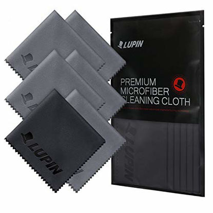 Picture of Lupin Microfiber Cleaning Cloths, 6 Pack Premium Ultra Lint Free Polishing Cloth for Cell Phone, Tablets, Laptops, iPad, Glasses, Camera Lens, TV Screens & Other Delicate Surfaces - Gray