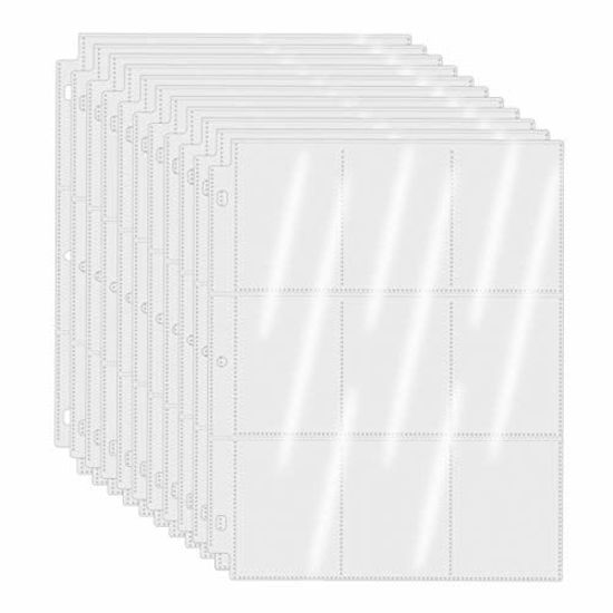 450 Pockets Card Binder Pages 3 Ring Binder Sheets Trading Card Sleeves Protectors Standard Size 