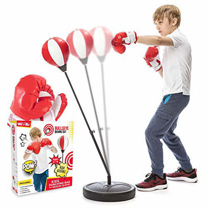 Picture of Whoobli Punching Bag for Kids Incl Boxing Gloves | 3-8 Years Old Adjustable Kids Punching Bag with Stand | Boxing Bag Set Toy for Boys & Girls