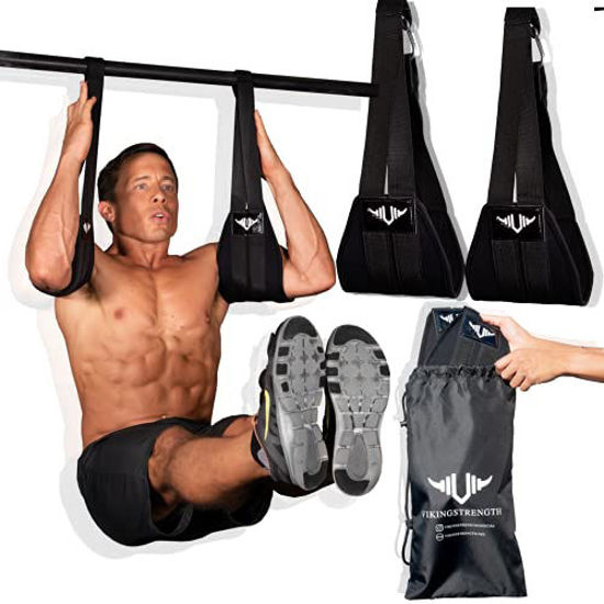 GetUSCart- Vikingstrength AB straps - Premium Padded Home Gym Exerciser Ab  Slings pair for pull up bar - Hanging Leg Raiser Fitness for six pack -  Workout Equipment for Men & Women + Bonus Bag