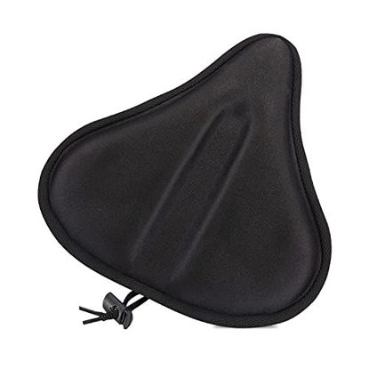 Picture of WOTOW Gel Bike Seat Cover Cushion, Comfort Wide Gel & Foam Padded Bike Saddle Cushion Mat 11in X 9.5in for Men Women Compatible with Indoor Peloton Stationary Exercise Cruiser Bicycle Seats