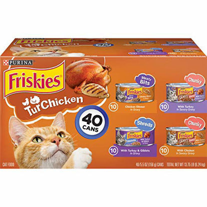 Picture of Purina Friskies Gravy Wet Cat Food Variety Pack, TurChicken Extra Gravy Chunky, Meaty Bits & Shreds - (40) 5.5 oz. Cans