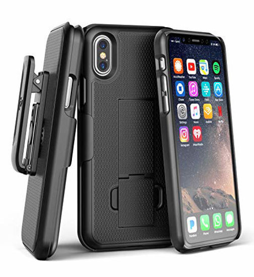 Picture of Encased DuraClip Belt Case for Apple iPhone Xs Max (2018) - Ultra Slim Grip Cover w/Holster Clip (Black)