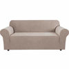 Picture of H.VERSAILTEX Stretch Sofa Covers for 3 Cushion Couch Covers Sofa Slipcovers for Living Room Feature Thick Checked Jacquard Fabric with Elastic Bottom, Sofa Large - Sand