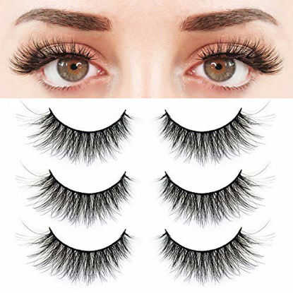 Picture of BEPHOLAN 3 Pairs False Eyelashes, Prefect 3D Effect Faux Mink Lashes, Synthetic Fiber Material Strip Fake Eyelashes, Natural Look Lashes, Reusable,100% Handmade ,XMZ24