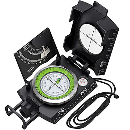 Picture of Proster Professional Compass IP65 Sighting Compass with Clinometer Military Compass Multifunctional Metal Compass 330G for Camping Hunting Hiking Geology Activities