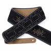 Picture of Amumu Guitar Strap Embroidered Suede Leather for Acoustic Giutar, Electric Guitar and Bass Guitar -Black