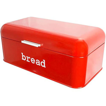 Picture of Vintage Stainless Steel Bread Box (Red 16.75 x 9 x 6.5 In)