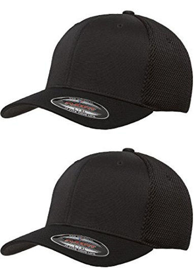 Picture of Flexfit 6533 Ultrafibre & Airmesh Fitted Cap, 2Pack (2-Black Caps) - Small/Medium