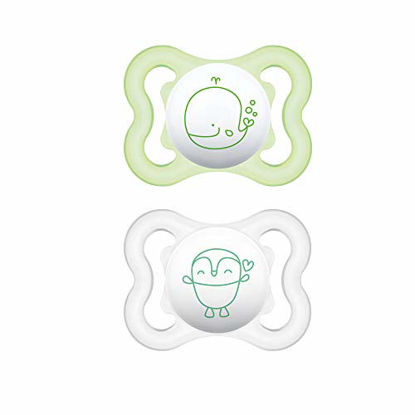 Picture of MAM Mini Air Pacifiers (2 Pack, 1 Sterilizing Pacifier Case), MAM Sensitive Skin Pacifier 0-6 Months, Best Pacifier for Breastfed Babies, Unisex Baby Pacifiers