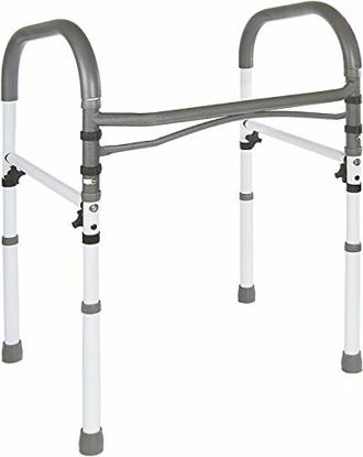 Picture of Vaunn Deluxe Bathroom Safety Toilet Rail - Adjustable Toilet Safety Frame - Medical Handrail Assist Grab bar Handle, Gray