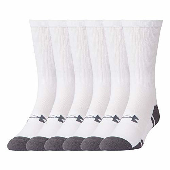 Picture of Under Armour Adult Resistor 3.0 Crew Socks , White/Graphite (6-Pairs) , Large