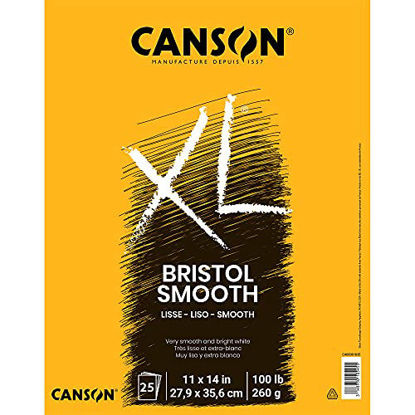 Picture of Canson XL Series Bristol Pad, Heavyweight Paper for Ink, Marker or Pencil, Smooth Finish, Fold Over, 100 Pound, 11 x 14 Inch, Bright White, 25 Sheets