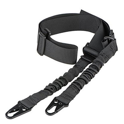 Picture of CVLIFE Two Points Sling with Length Adjuster Traditional Sling with Metal Hook for Outdoors Black