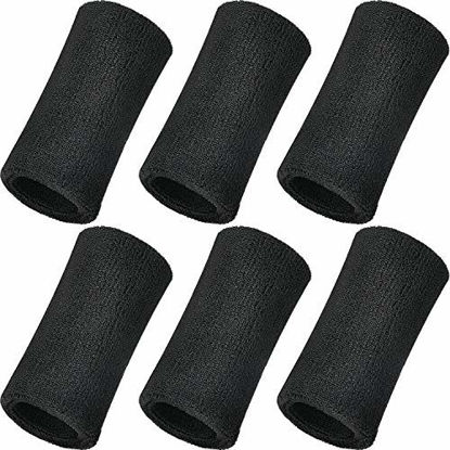 Picture of WILLBOND 6 Inch Wrist Sweatband Sport Wristbands Elastic Athletic Wrist Bands for Sports (Black)