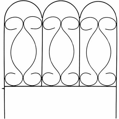 Picture of Sunnydaze 5 Piece Traditional Border Fence Set, Decorative Metal Garden Fencing, 24 Inches x 24 Inches Wide Each Piece, 10 Feet Overall - Black