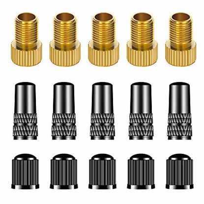 Picture of 15 PCS Bike Presta Tire Valve Adaptor Tools,Bicycle Tire Valve Converter Copper Valve ,Presta Valve Cap, Schrader Valve Cap,Cycling Tire Tools ,for Mountain Bikes, Road Bike,Cars,Bike Pump Accessories